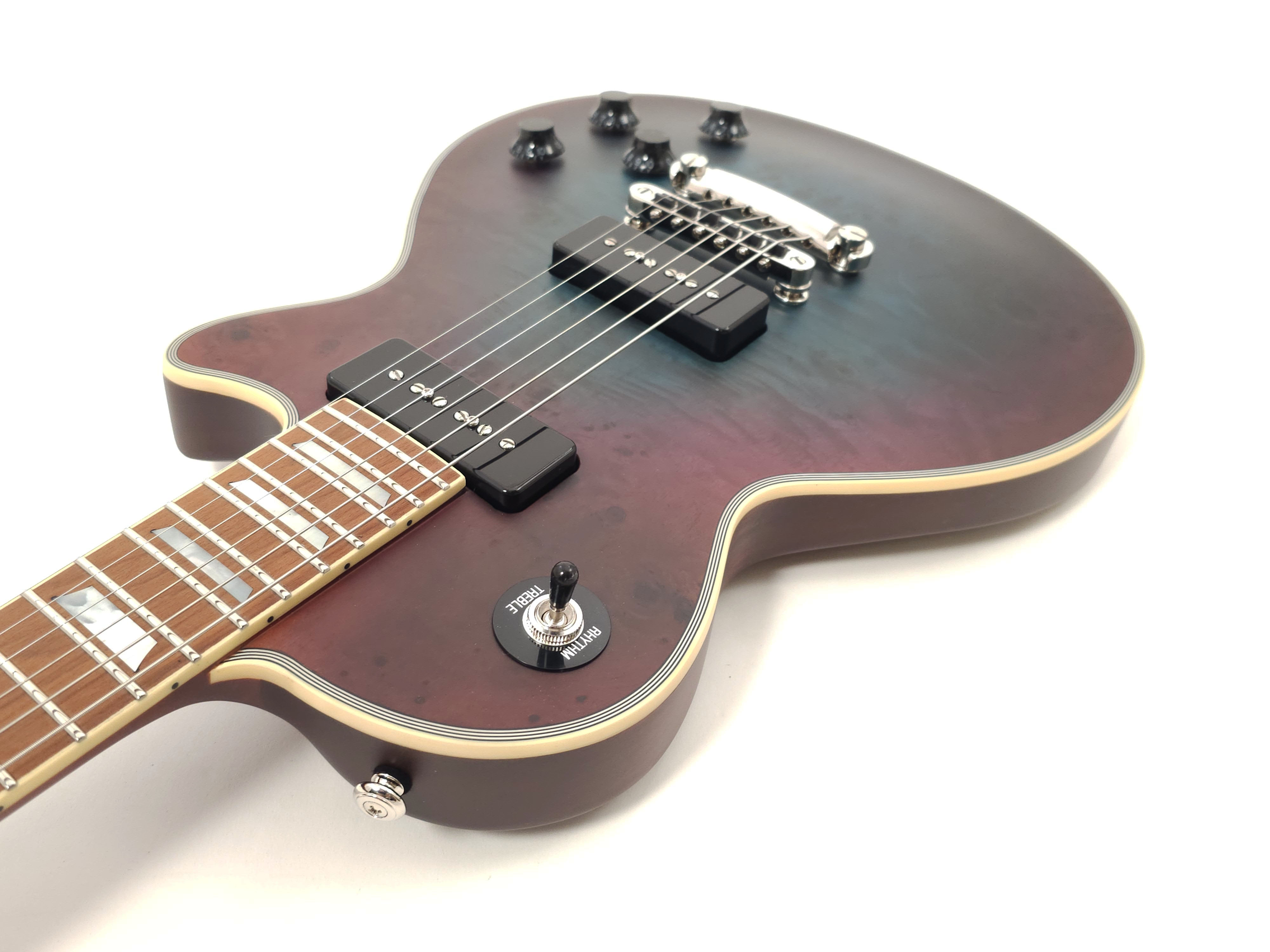 Agile AL-3200MCC Satin Blue Purple Burl MN P90 Roasted Maple Fretboard