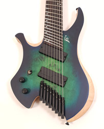 Agile Chiral Nirvana 82528 EB MOD SS Satin Green Blue Burst DOT Left Handed Headless Guitar