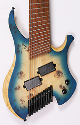 Agile Chiral Nirvana 102528 EB MOD SS Satin Oceanburst Natural Burl Headless Guitar 