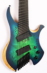 Agile Chiral Nirvana 82528 EB MOD SS Satin Green Blue Burst Headless Guitar 