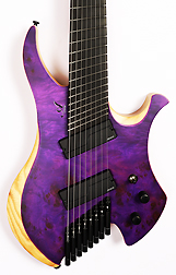 Agile Chiral Nirvana 82528 EB MOD SS Satin Purple Burl Headless Guitar Advanced Order 2-10