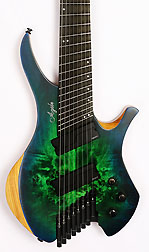 Agile Chiral Nirvana 82528 RL MOD SS Satin Green Blue Burst DOT Headless Guitar
