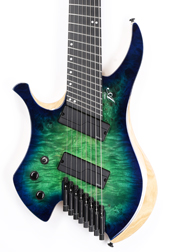 Agile Chiral Nirvana 82528 RL MOD SS GL Green Blue Burst DOT Left-Handed 8-String Headless Multiscale Guitar � Fishman Fluence Advanced Order (12-8)