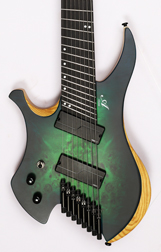 Agile Chiral Nirvana 82528 RL MOD SS Satin Green Blue Burst Left Handed Headless Guitar