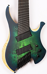 Agile Chiral Nirvana 9 String Guitar 92528 EB MOD SS Satin Green Blue Burst Headless Guitar Advanced Order (2-10)