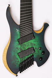 Agile Chiral Nirvana 9 String Guitar 92528 RL MOD SS Satin Green Blue Burst Headless Guitar