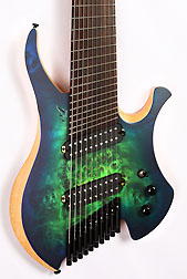 Agile Chiral Parallax 102528 RN CEP Satin Green / Blue Headless Guitar 