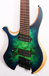 Agile Chiral Parallax 72527 RN Satin Green / Blue Left Handed Headless Guitar