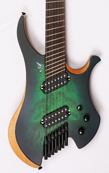 Agile Chiral Parallax 72730 Satin Green / Blue Headless Guitar