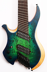Agile Chiral Parallax 82528 RN Satin Green / Blue Left Handed Headless Guitar