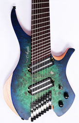 Agile Chiral Parallax 82528 Satin Green / Blue Headless Guitar 