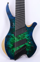 Agile Chiral Parallax 92528 EB EMG SS Satin Green / Blue Headless Guitar 
