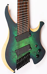 Agile Chiral Parallax 92528 EB EMG SS Satin Green / Blue Headless Guitar 