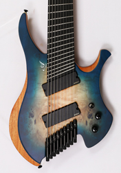 Agile Chiral Parallax 92528 RL EMG X SS Satin Oceanburst Nat Burl Headless Guitar 