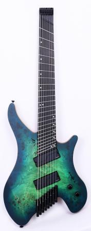 Agile Geodesic Pro 82528 EB MOD SS Green/Blue Burst Headless Fan Fret Guitar 