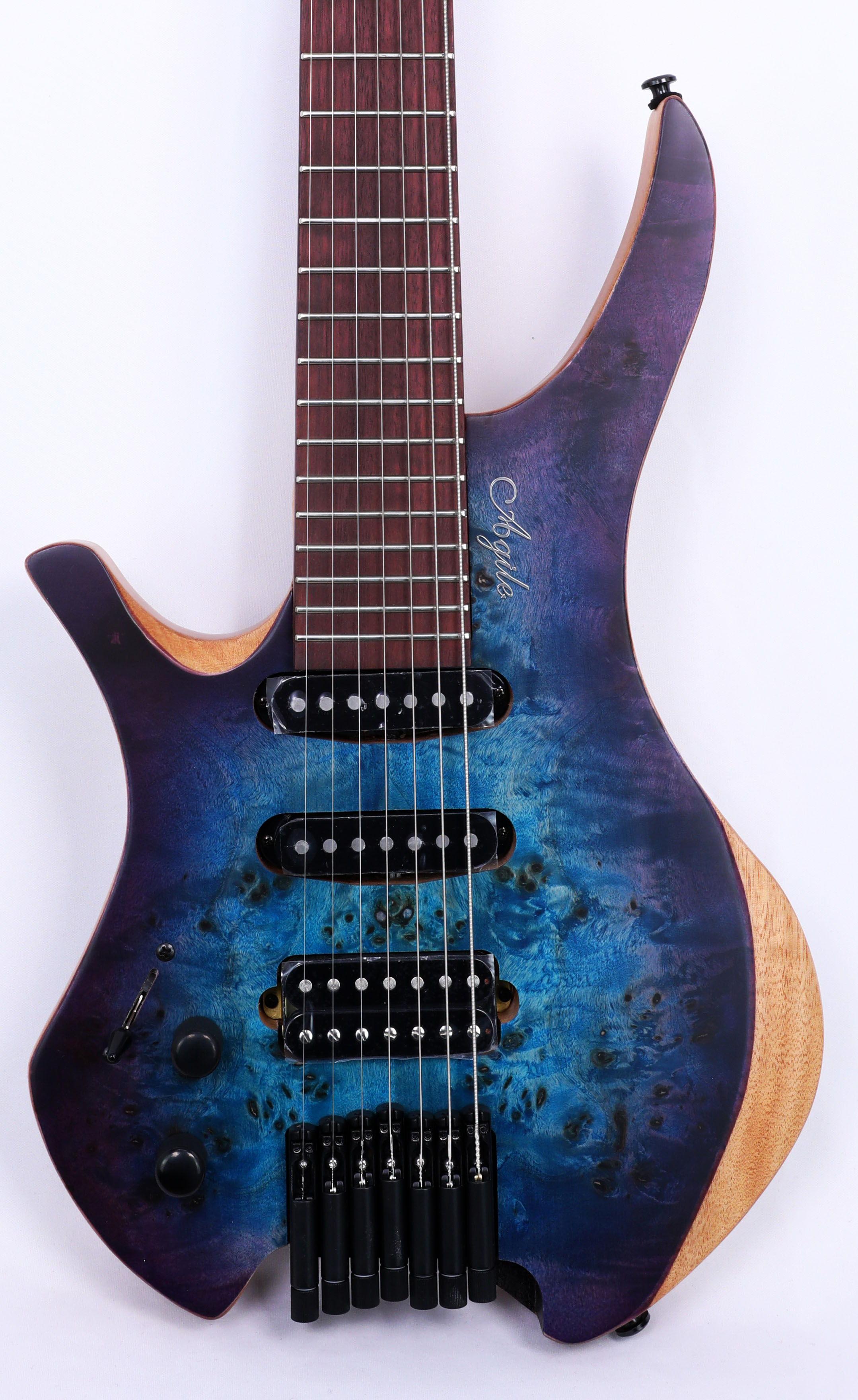 Agile Chiral 727 HSS Satin Blue Purple Headless Left Handed Guitar