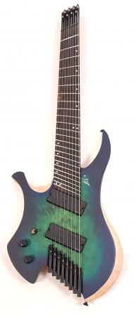 Agile Chiral Nirvana 82528 EB MOD SS Satin Green Blue Burst DOT Left Handed Headless Guitar