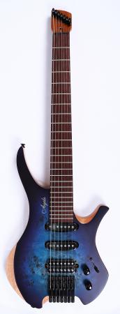 Agile Chiral 727 HSS Blue Purple Headless Guitar 