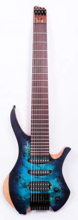 Agile Chiral 828 HSS Satin Blue Purple Headless Guitar 