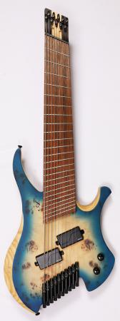 Agile Chiral Nirvana 102528 EB MOD SS Satin Oceanburst Natural Burl Headless Guitar 