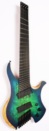 Agile Chiral Nirvana 82528 EB MOD SS Satin Green Blue Burst Headless Guitar B Stock w/Case