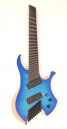 Agile Chiral Nirvana 82528 EB MOD SS Satin Oceanburst Flame Headless Guitar 