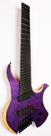 Agile Chiral Nirvana 82528 EB MOD SS Satin Purple Burl Headless Guitar 