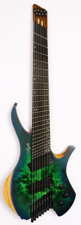 Agile Chiral Nirvana 82528 EB MOD SS Satin Green Blue Burst DOT Headless Guitar