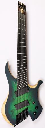 Agile Chiral Nirvana 82528 EB MOD SS Satin Green Blue Burst Headless Guitar 