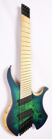 Agile Chiral Nirvana 82528 MN MOD SS Satin Green Blue Burst Headless Guitar