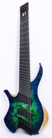 Agile Chiral Nirvana 82528 EB MOD SS Satin Green Blue Burst Left Handed Headless Guitar 