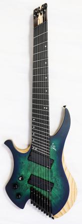 Agile Chiral Nirvana 82528 RL MOD SS Satin Green Blue Burst Left Handed Headless Guitar