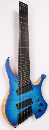 Agile Chiral Nirvana 9 String Guitar 92528 EB MOD SS Oceanburst Flame Headless Guitar 