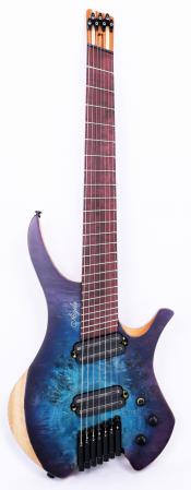 Agile Chiral Parallax 72527 Satin Blue / Purple Headless Guitar B Stock w/Case