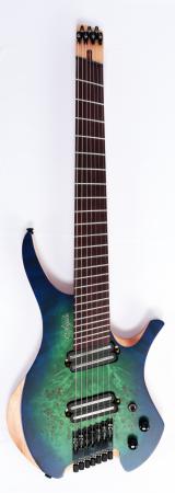 Agile Chiral Parallax 72527 Satin Green / Blue Headless Guitar 