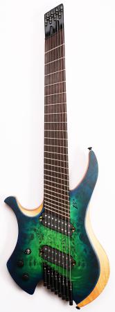 Agile Chiral Parallax 82528 RN Satin Green / Blue Left Handed Headless Guitar