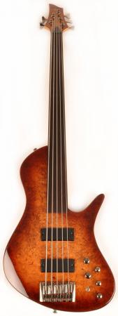 Brice Freak-Out Bass 535 AN 5 String Burl Brown Fretless