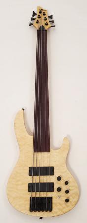 Brice HXB-406 Nat Quilt Fretless B Stock 