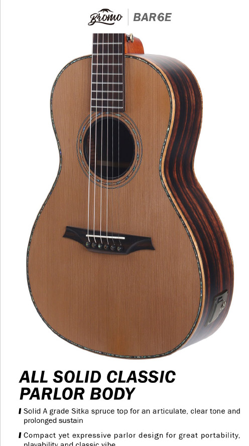 Bromo BAR 6E Sold Top Parlor Size Acoustic Guitar