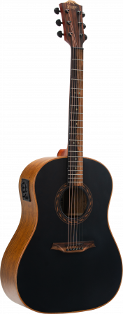 Bromo BAT 8ME Black Solid Top Acoustic Guitar