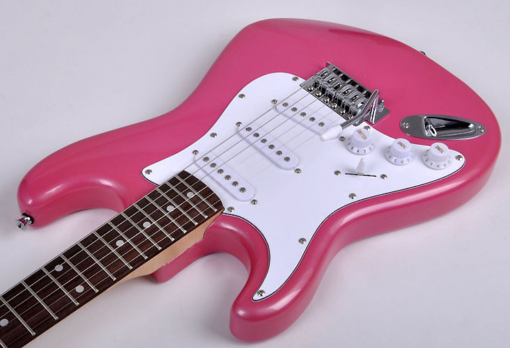 SX RST 3 4 BGMY Left Handed Short Scale Pink Guitar Pack