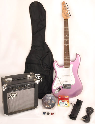 SX RST 3/4 LH MPP Left Handed Short Scale Purple Guitar Pack 