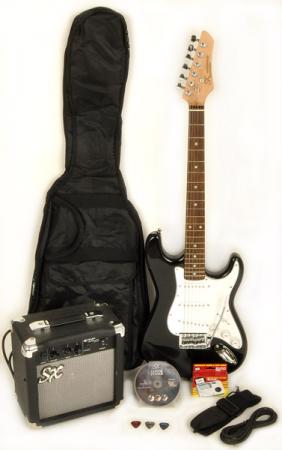 SX RST 3/4 BK Short Scale Black Guitar Pack