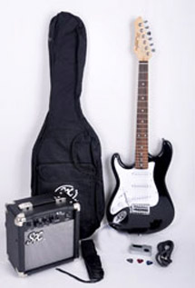 SX RST 3/4 Size Black Left Handed Guitar Package