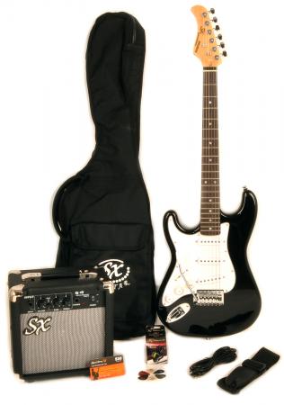 SX RST 3/4 BK Left Handed Short Scale Black Guitar Pack