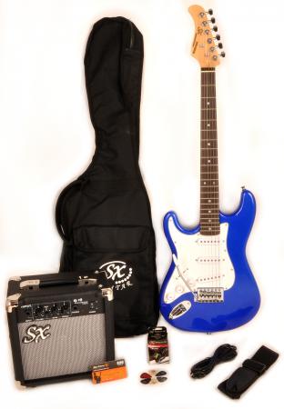 SX RST 3/4 EB Left Handed Short Scale Blue Guitar Pack