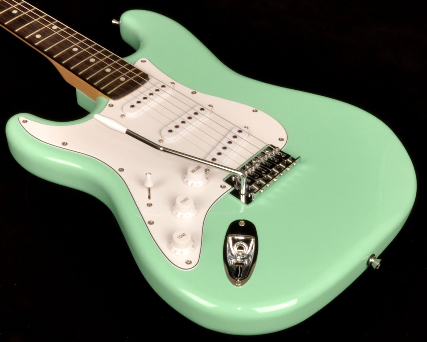 Green left handed guitar store