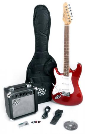 SX RST Pack CAR Red Left Full Size Guitar Package
