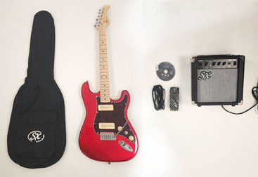 SX Hawk MN Mahogany P90 CAR Guitar Package with Amp, Carry Bag, Strap, Cord and Instructional DVD