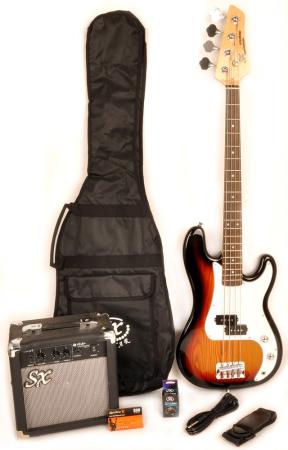 SX Ursa 1 JR RN PK 3TS Sunburst 3/4 Bass Guitar Pack